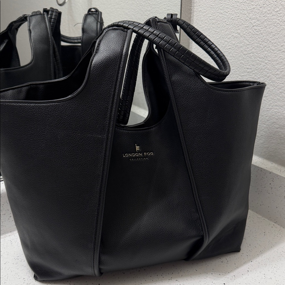 London Fog Sleek Black Tote Bag